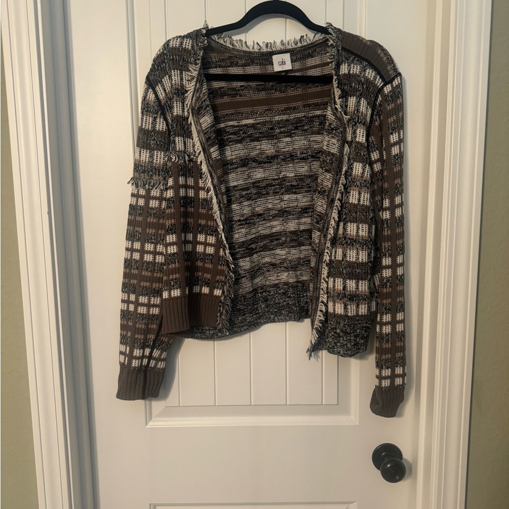 Cabi  Classic Cardigan #4097 Gray Brown White Size Large - Picture 5 of 10